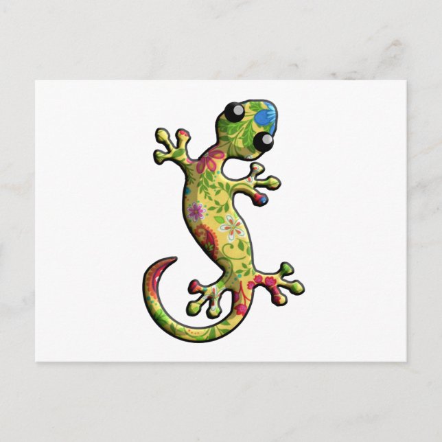 Red Blue Floral Postkarte (Vorderseite)