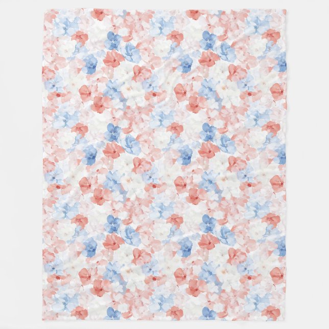 Red Blue Flowers Geburtstag Fleecedecke (Vorderseite)