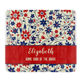 Red Blue Folk Art Kitchenware Schneidebrett