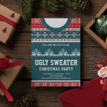 Red Blue Funny Tacky Ugly Sweater Weihnachts-Party Einladung<br><div class="desc">Mit dieser lustigen,  hässlichen Pullover-Party Einladung mit moderner Typografie laden wir Sie ein. Fügen Sie einfach Ihre Veranstaltungsdetails zu dieser einfach zu bedienenden Vorlage hinzu,  um sie zu einer einmaligen Einladung zu machen.</div>