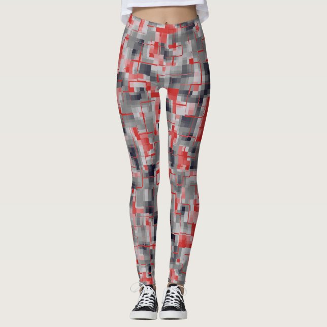 Red Blue Gray White Leggings (Vorderseite)