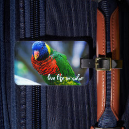 Red Blue Green Bird Live Life Quote Gepäckanhänger