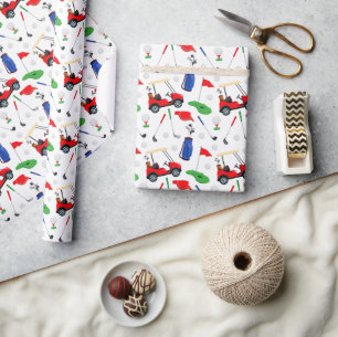 Red Blue & Green Golf Geschenkpapier