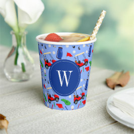 Red Blue & Green Golf Monogram Pappbecher