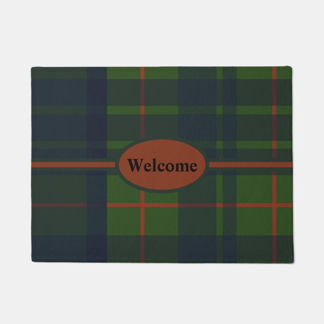Red Blue Green Tartan Kariert schottisch Kariert Fußmatte (Vorderseite)
