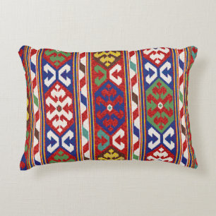 Red Blue Green Yellow White Oriental Kilim Rug Dekokissen