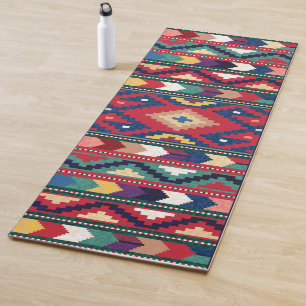 Red Blue Green Yellow White Oriental Kilim Rug Yogamatte
