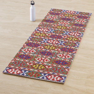 Red Blue Green Yellow White Oriental Kilim Rug Yogamatte
