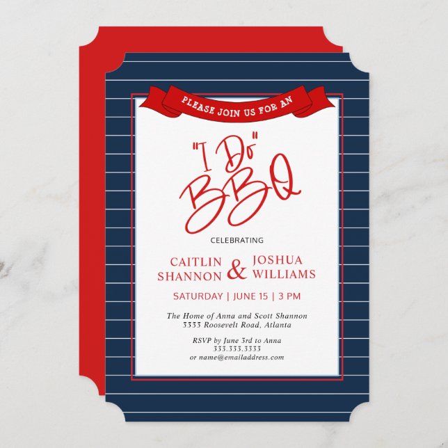 Red Blue I Do BBQ Bridal Show Invitation (Devant / Derrière)