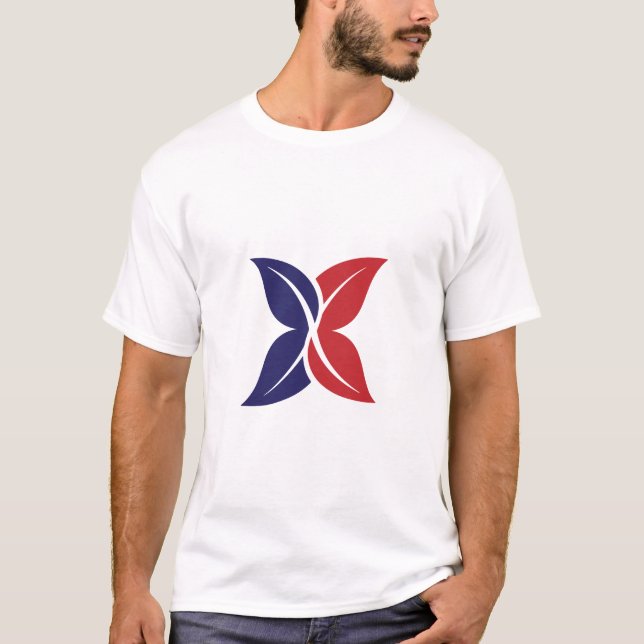 Red Blue Leaf X Modern Minimalist T-Shirt (Vorderseite)