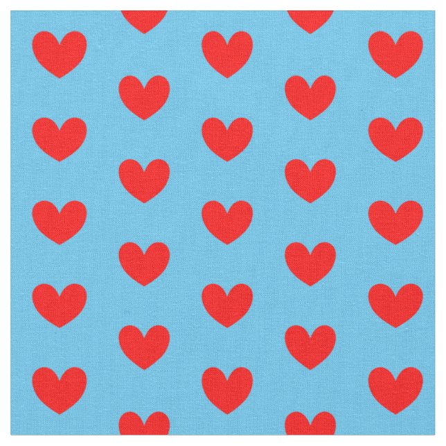 Red Blue Liebe Herz Gemustert Stoff (Nahaufnahme)