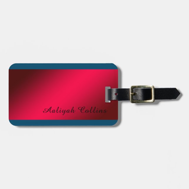 Red Blue Minimalistisch Beruflich Modern Gepäckanhänger (Vorderseite horizontal)