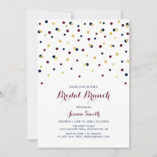 Red & Blue Modern Confetti Wedding Brautparty I Einladung