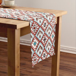 Red Blue Native American Eagtern Pattern Mittelgroßer Tischläufer