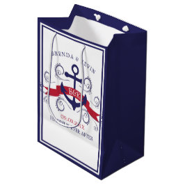 Red & Blue Nautic Anker mit Wirbel Mittlere Geschenktüte