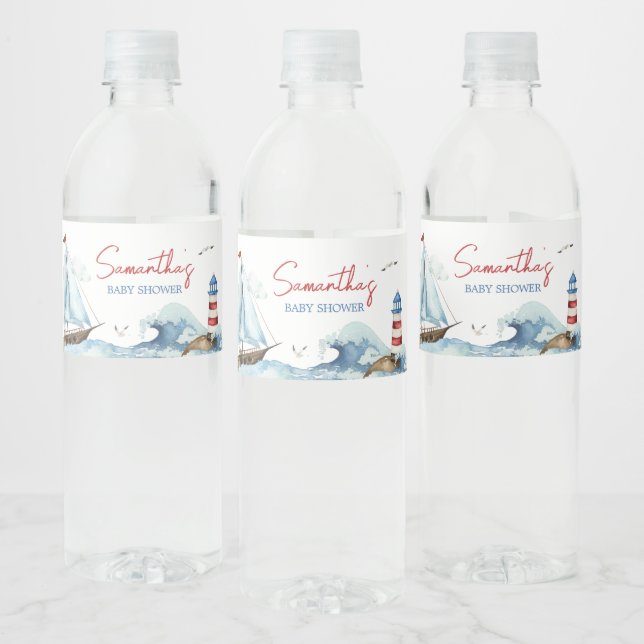 Red Blue Nautical Baby Dusche (Flaschen)