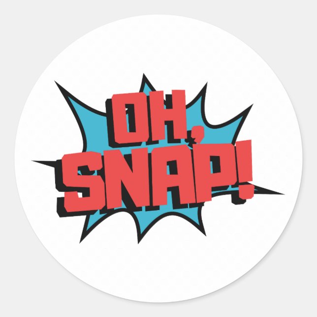 Red Blue Oh Snap Pop Art Runder Aufkleber (Vorderseite)