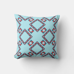 Red Blue on Light Aqua Diamond Fliesen aus dem Mit Kissen