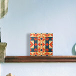 Red Blue Orange Geometric marokkanisches Bohemisch Fliese<br><div class="desc">Modernes,  lebendiges dekoratives Fliesendesign mit einem nahtlosen Muster aus geometrischen Formen in Rot,  Dunkelblau,  Orange und Gelb.</div>