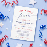 Red Blue Out of Office Forever Retirement Party
