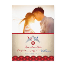 Red Blue Paper Cranes asiatische Hochzeit speicher
