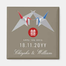 Red Blue Paper Cranes asiatische Hochzeit speicher Magnet