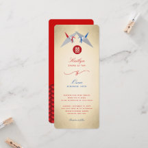 Red & Blue Paper Cranes Origami chinesische Hochze