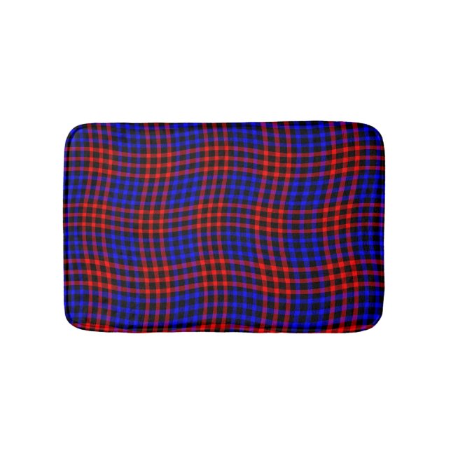 Red Blue Plaid Checker Seamless Pattern Badematte (Vorderseite)