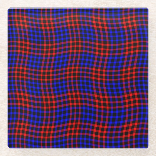 Red Blue Plaid Checker Seamless Pattern Glasuntersetzer (Vorderseite)