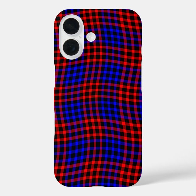 Red Blue Plaid Checker Seamless Pattern iPhone 16 Hülle (Rückseite)