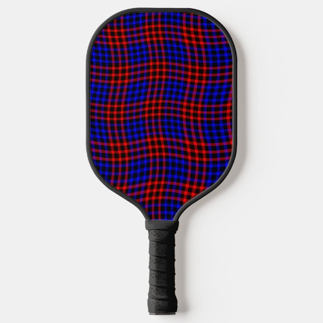 Red Blue Plaid Checker Seamless Pattern Pickleball Schläger (Vorderseite)
