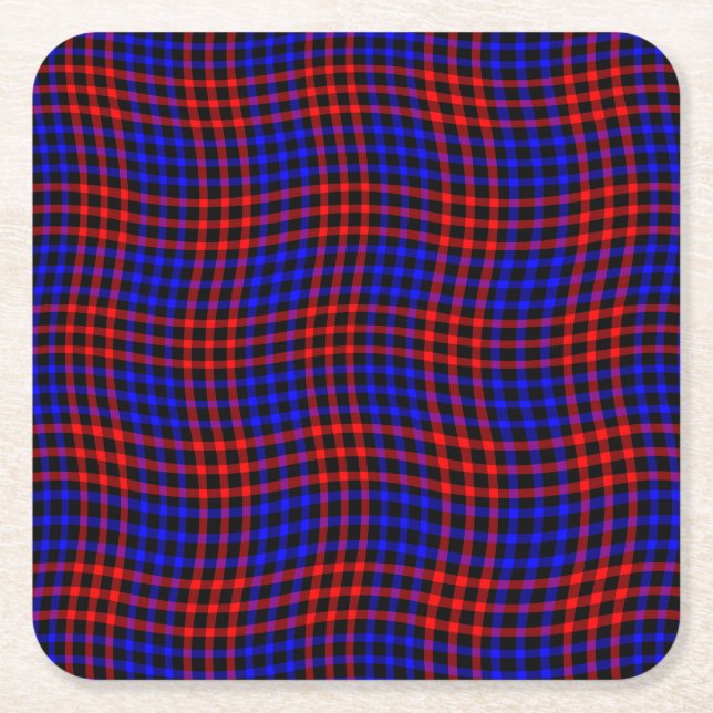 Red Blue Plaid Checker Seamless Pattern Rechteckiger Pappuntersetzer (Vorderseite)