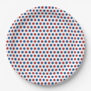 Red Blue Polka 4. Juli Plate Pappteller