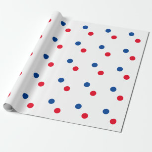 Red Blue Polka Dots White Custom farbenfroh hell Geschenkpapier