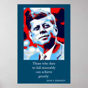 Red Blue Pop Art JFK John F. Kennedy Quote erreich Poster
