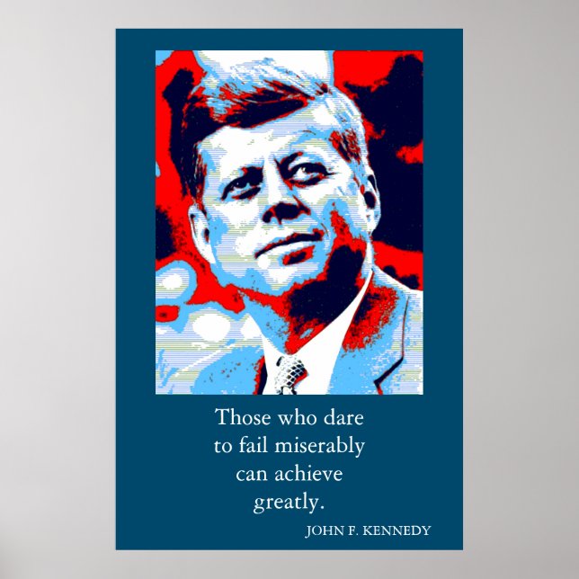 Red Blue Pop Art JFK John F. Kennedy Quote erreich Poster (Vorne)