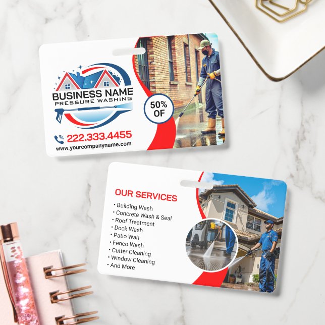 Red Blue Power Wash House Cleaning Services Ausweis (Büro)