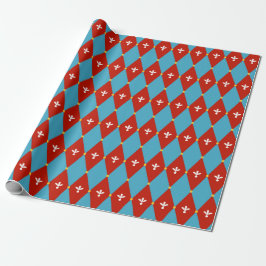 Red Blue Raute oder Diamond Motif Wrapping Pape Geschenkpapier