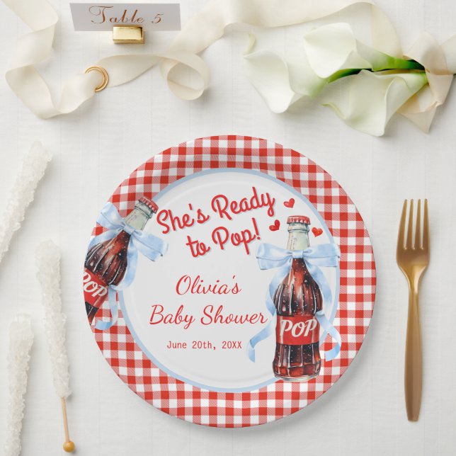 Red & Blue Ready to Pop Baby Shower  Pappteller (Hochzeit)