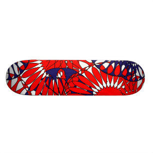 Red Blue Retro Muster Skateboard