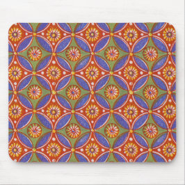 Red Blue Rustic farbenfroher Kreis Ägypten Kunstmu Mousepad