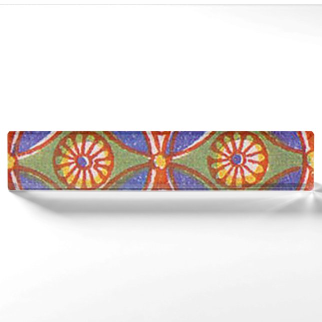 Red Blue Rustic farbenfroher Kreis Ägypten Kunstmu Namensplakette (Vorderseite)