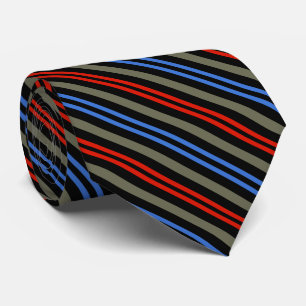 Red Blue Silver Gray Black Stripes Krawatte