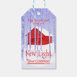 Red, Blue Snow Hütte Weihnachtsgeschenk-Label Geschenkanhänger