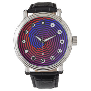 Red & Blue Spiral (Binary) von Kenneth Yoncich Armbanduhr