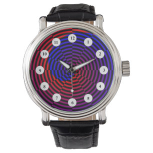 Red & Blue Spiral (Classic) von Kenneth Yoncich Armbanduhr