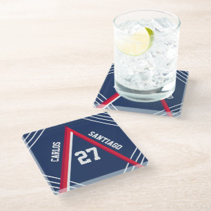 Red & Blue Sports Inspiriert Glasuntersetzer