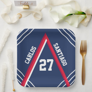Red & Blue Sports Themenpapier Plakat Pappteller