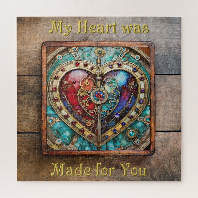 Red & Blue Stached Glass Heart Steampunk Serie (Vertikal)
