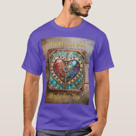 Red & Blue Stached Glass Heart Steampunk Serie T-Shirt